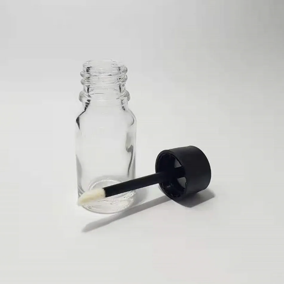 10ml 10g Gradient Glass Lip Gloss Tube 10ml Transparent Essential Oil Lip Gloss Bottle with Doe Foot Applicator