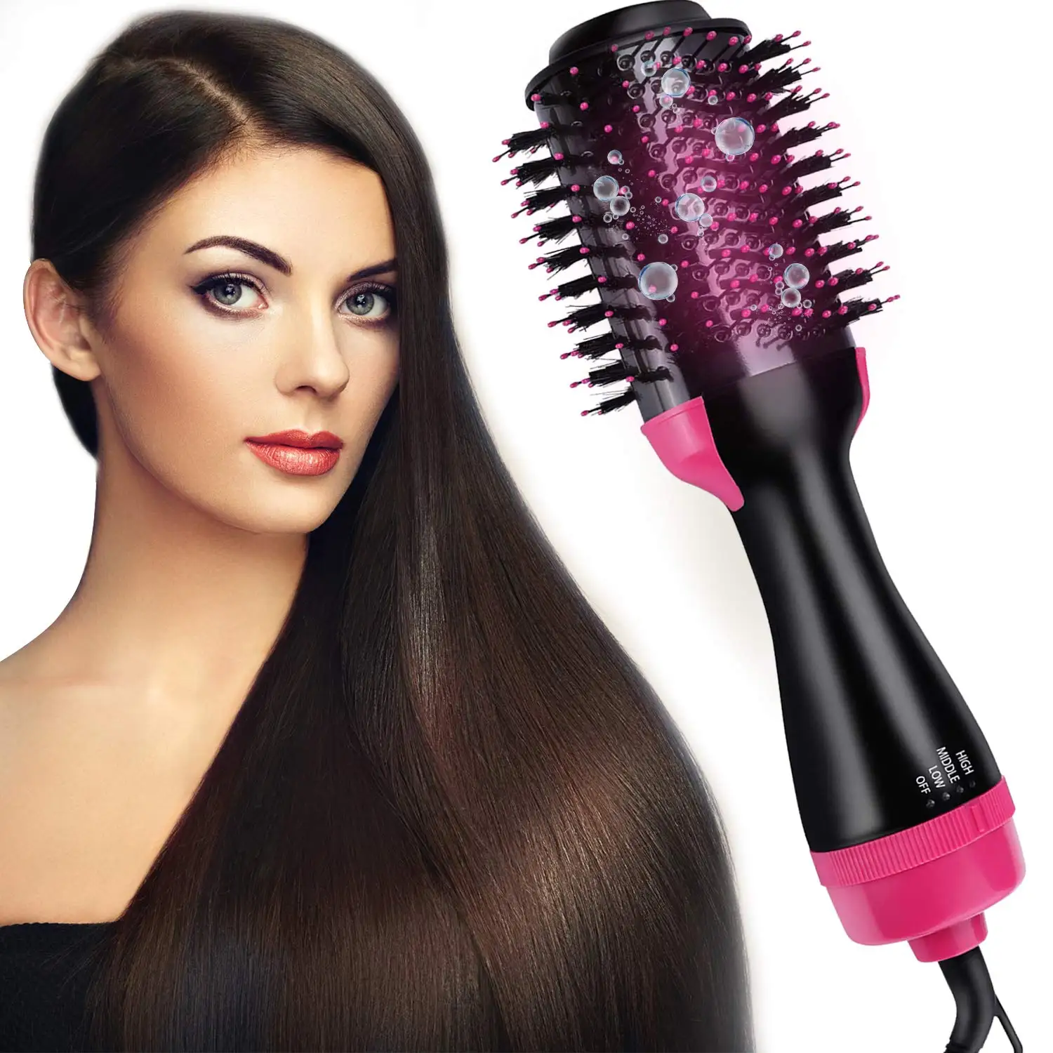 2 IN 1 One Step Hair Dryer Brush Hot Air Brush Hair Straightener Comb Curling Brush Hair Styling Too