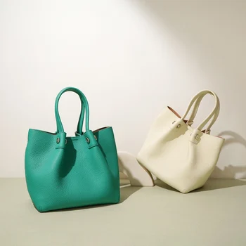 Original Design Genuine Leather Tote Bag - Bat Series Fortune Bag Large Capacity Shoulder Bag, Top Handle  Crossbody Bag