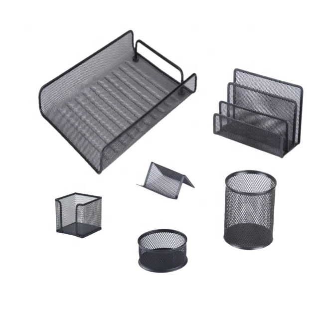 Экологичный высококачественный поднос под заказ для документов канцелярские принадлежности офисный металлический сетчатый Настольный органайзер набор