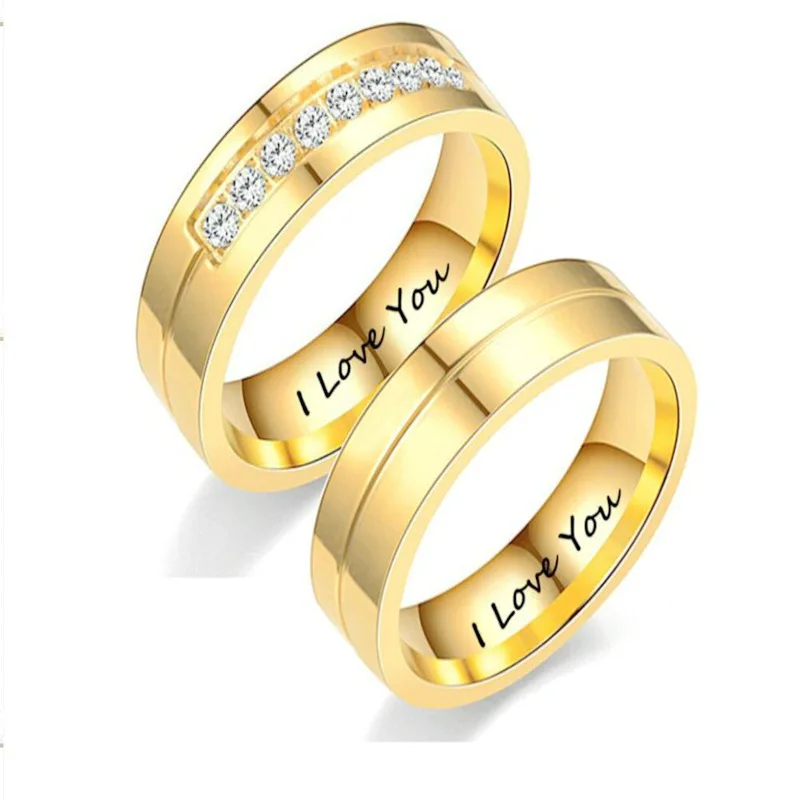 Matching Rings for Couples I Love You Engagement Wedding Ring Free  Engraving I LOVE YOU Titanium Steel Couple Ring