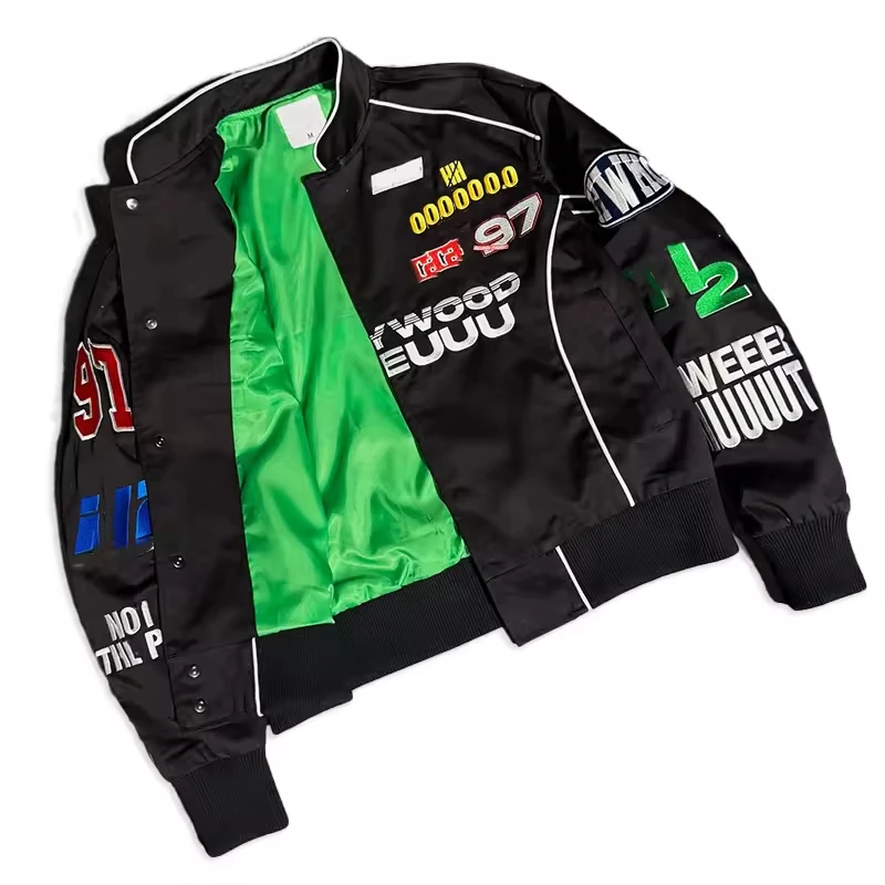 Custom Motorcycle Baseball Printed Letterman Varsities Jacket Racing Embroidered Padded Jacket for Men gallery 3