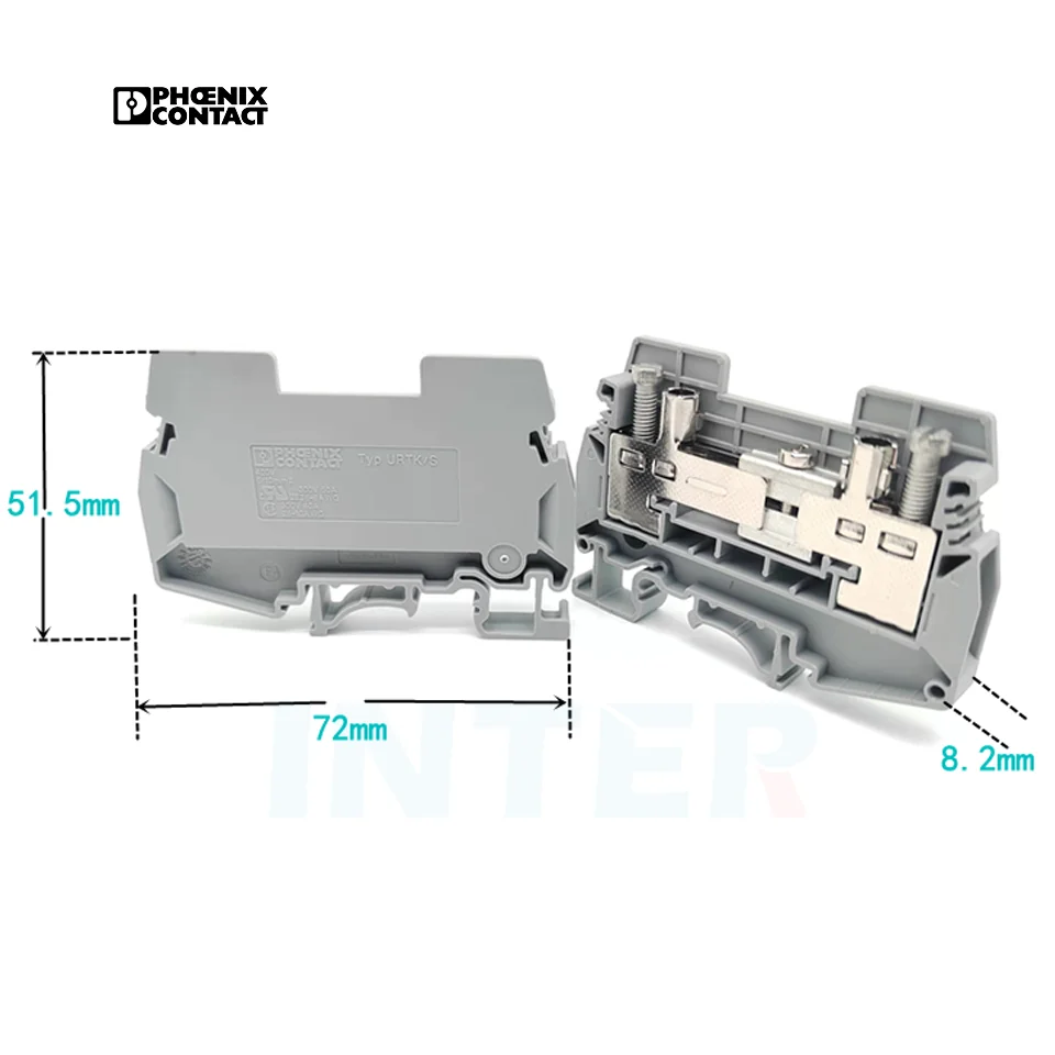 Contact Plug-in 10pcs Phoenix Contact URTK/S 0311087 Test Disconnect Terminal Blocks - Gray 6mm² NS 35/7.5 Mounting Electrical Components - Foto 3