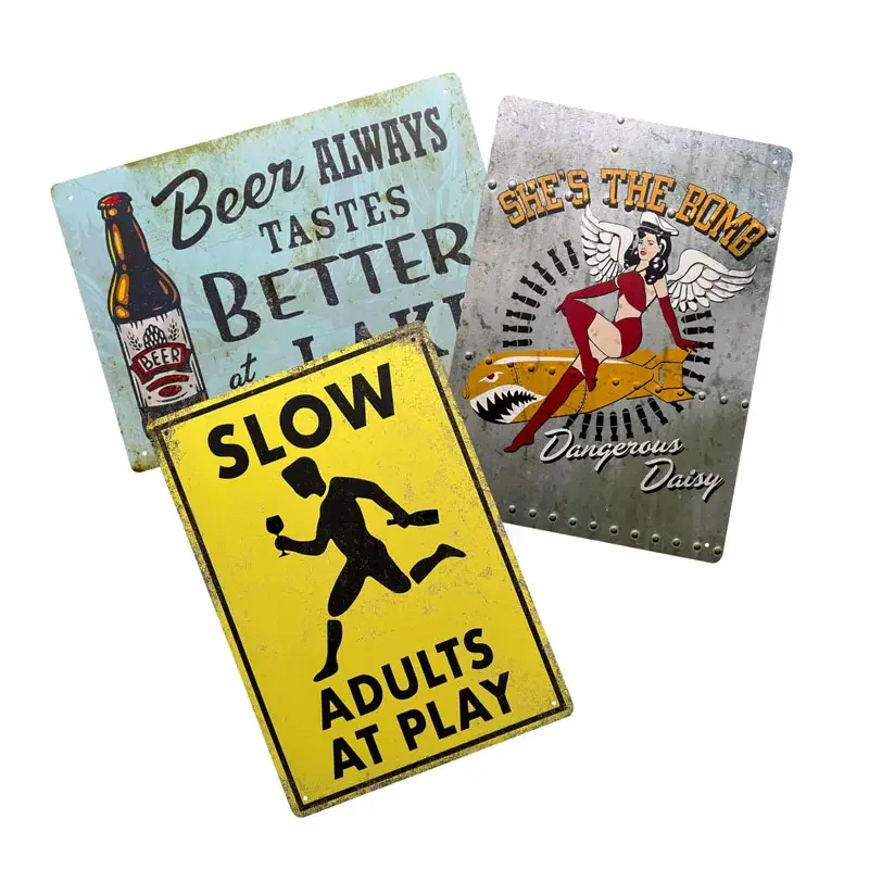 Custom Theme Wall Mounted Embossed Retro Design Metal Sign Tin Sign Metal Posters Wholesale