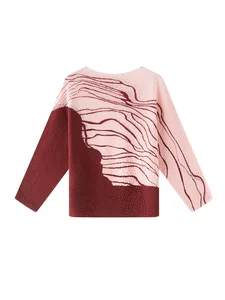 Miyake Design Sense Line Color Matching Long-sleeve T-shirt Loose Pullover Batwing Sleeve Large Size Versatile Top Cute Spring