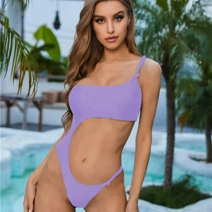 Hot Sale One-Piece Swimsuit for Women Solid Color with Sexy Print Design