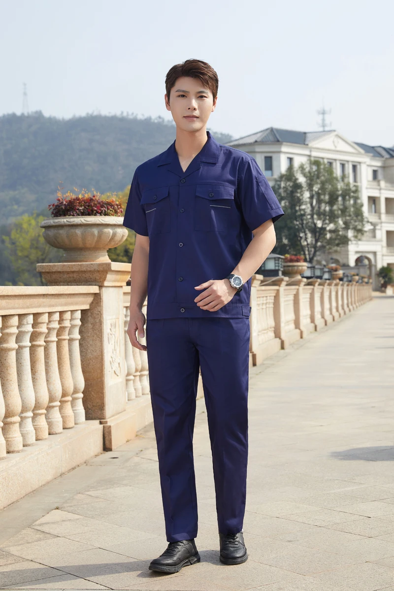 Summer workwear set men thin long short-sleeved site workshop labor protection construction engineer