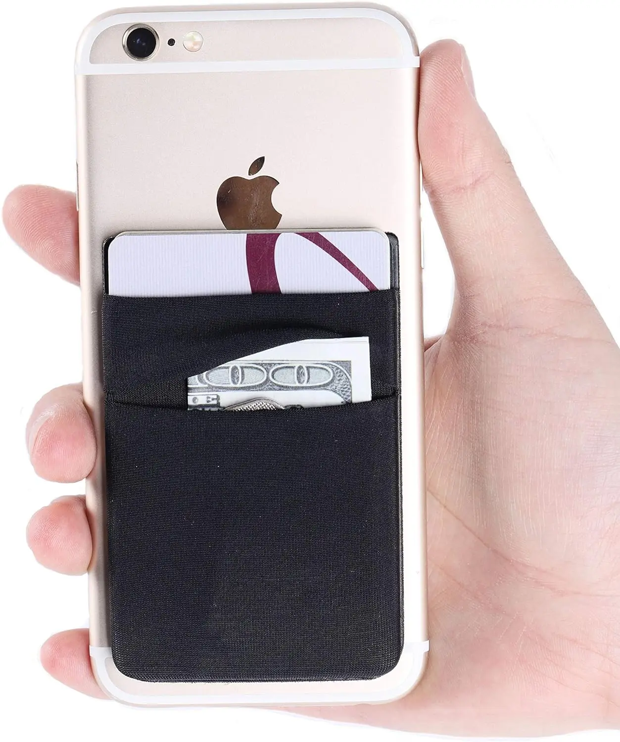 Custom Logo Promotional Gifts Key ,Card and Money Holder Card Sleeve Solid  Color Spandex Fabric Phone Sticky Card Holder Wallet