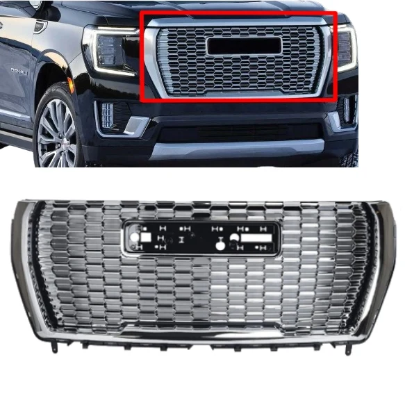 car Denali Style Honeycomb ABS Center Front Bumper Grille For GMC Yukon / Yukon XL 2021 2022 2023