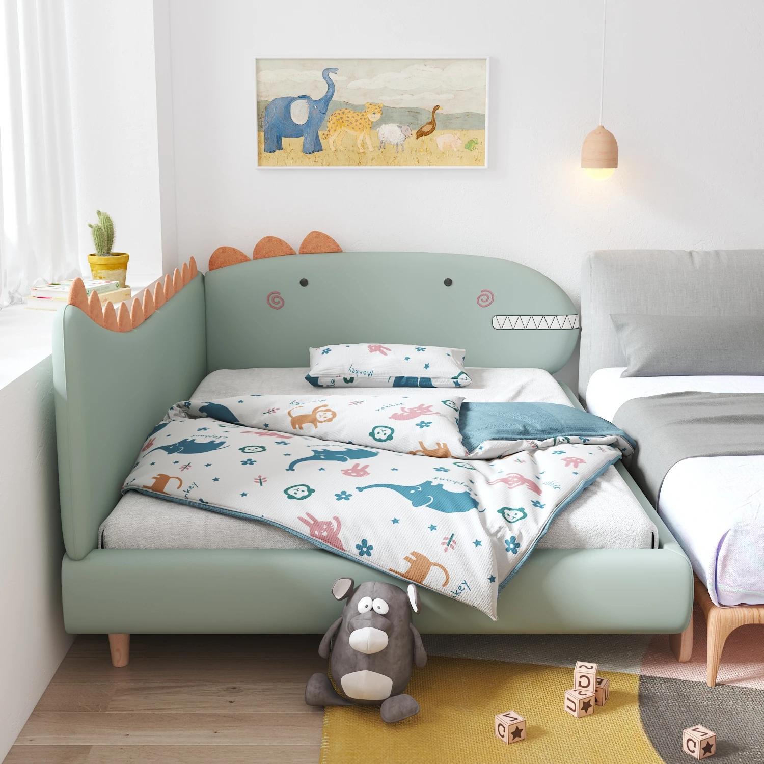 Custom Modern House Furniture Bedroom Green Color Cartoon Animal Pattern  Design Room Sofa Kids Bed - Buy Kid Furniture Bed,Kid Bed Room  Furniture,Kids Sofa Bed Product on 
