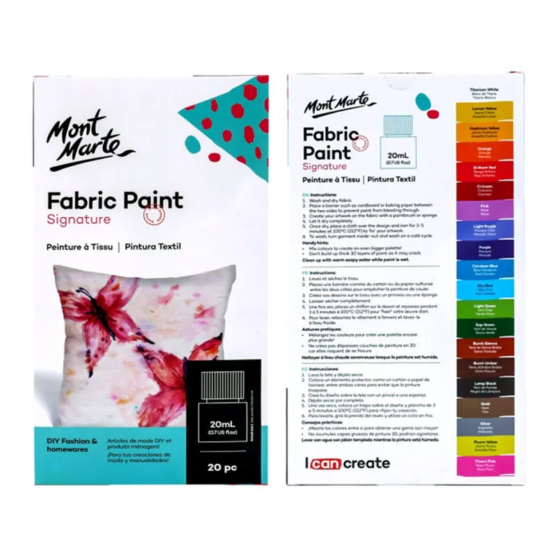 Mont Marte Fabric Paint Set 24pc x 20ml