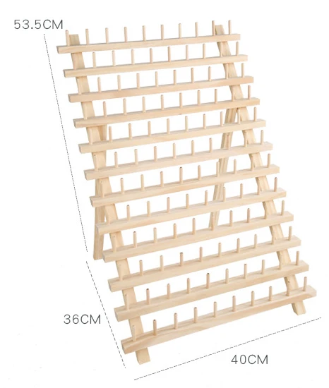 Wooden Spool Thread Rack Sewing Thread Custom Thread Holder Wood Yarn Rack With Hanging Hooks,120-Spool Sewing Rack