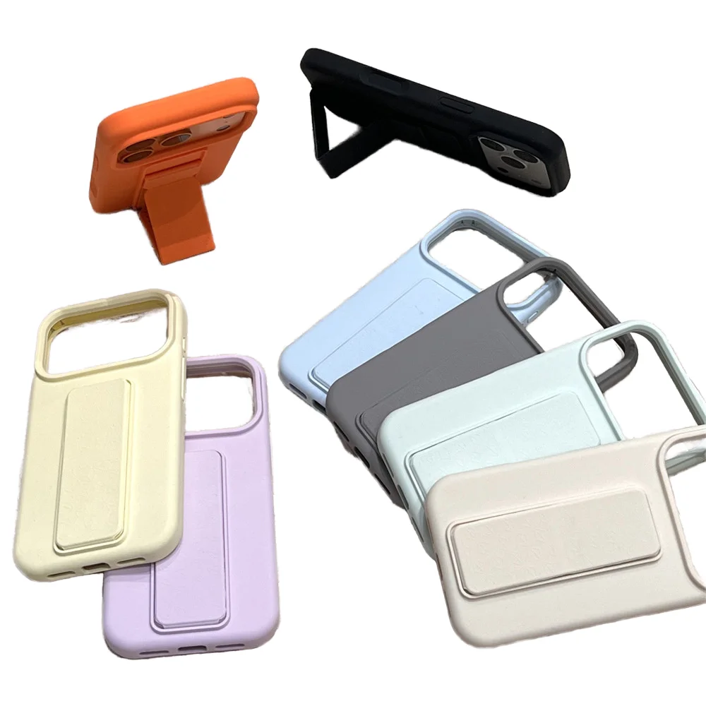 2026 Hot Selling Luxury Shockproof Soft Liquid Silicone Phone Case Strip Stand for 17Pro Max 17air 17pro Anti-Yellowing case