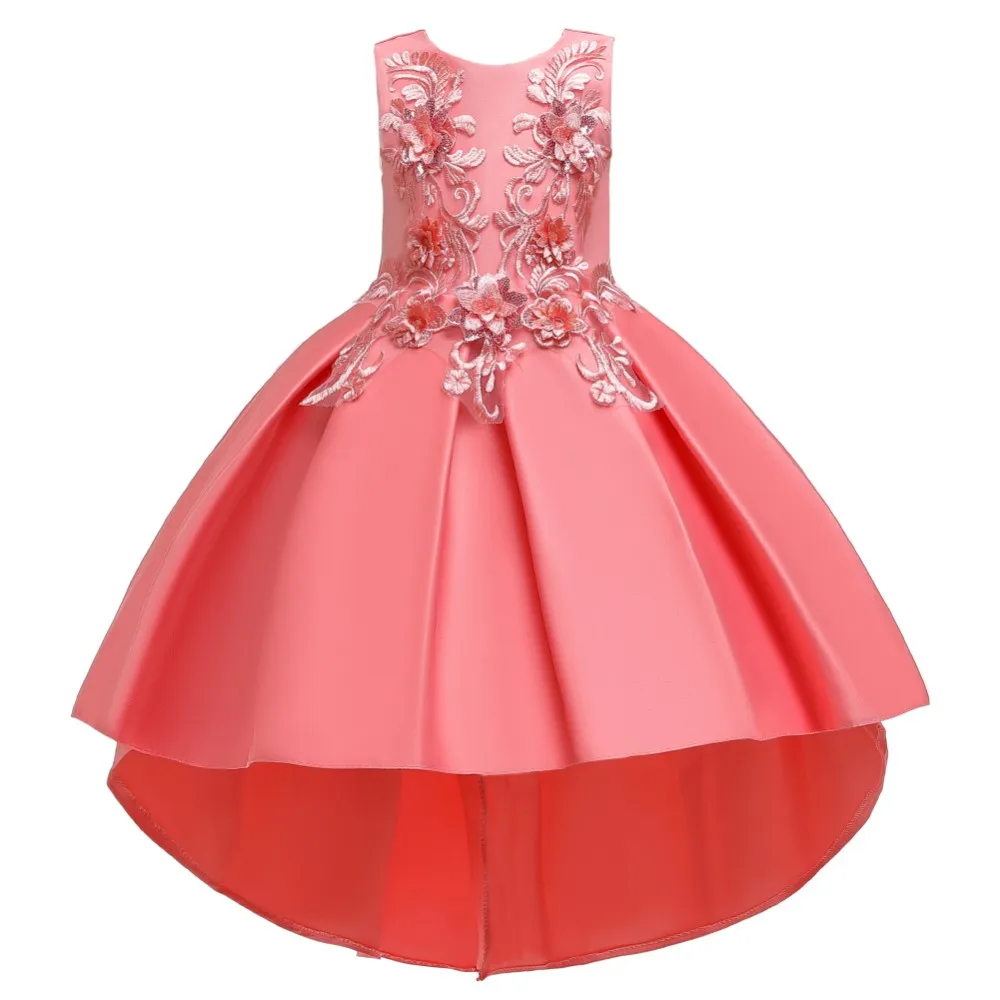 Европейские платье девочка длиннохвостый вечернее платье 3D стереоскопическое вышивание девушка день рождения вечернее платье