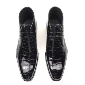 Goodyear Luxury Men's Boots Top Grade Genuine crocodile Leather Ankle Boots Man Heel Handmade Alligator Custom Dress Shoes Men