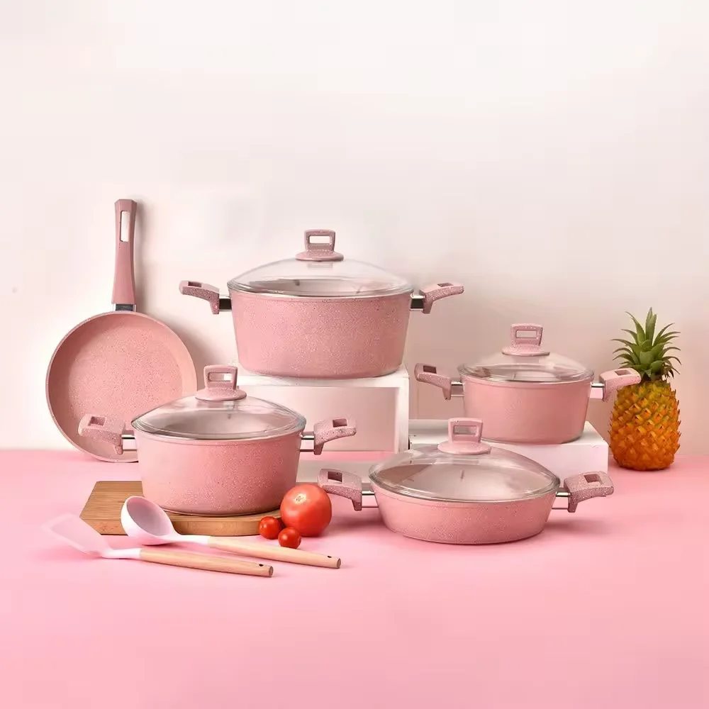High Quality Modern Induction Ready 11-Piece Ceramic Forged Aluminum Cookware Set with Non-Stick Pots and Pans Wholesale