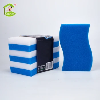 high density white and blue Kitchen Dish Washing Magic Sponge for back pot cleaning