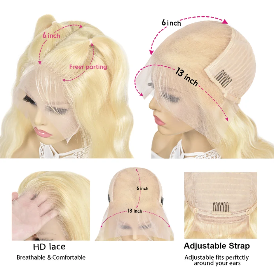 613 13x6 Hd Lace Blonde Highlights Frontal Wig For Women,Bob Honey ...