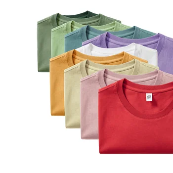 Custom Logo Cotton Wicking Heavyweight Loose Fitting Drop Shoulder Short Sve T-Shirt for Adults