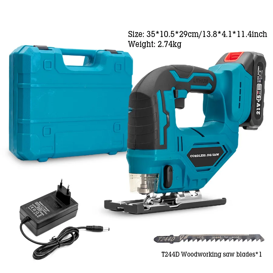 21v Electric Cordless Jig Saw Bevel Cutting Wood Hand Jigsaw Portable
