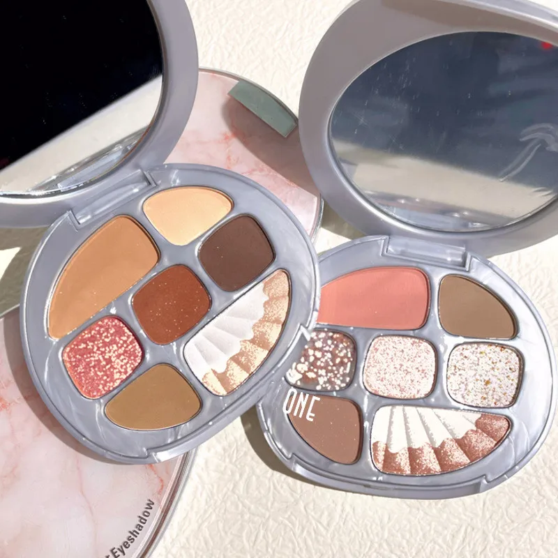 Shell amber 8 colors eyeshadow palette Matte pearl shimmer eyeshadow brightening eye makeup palette custom logo eye shadow