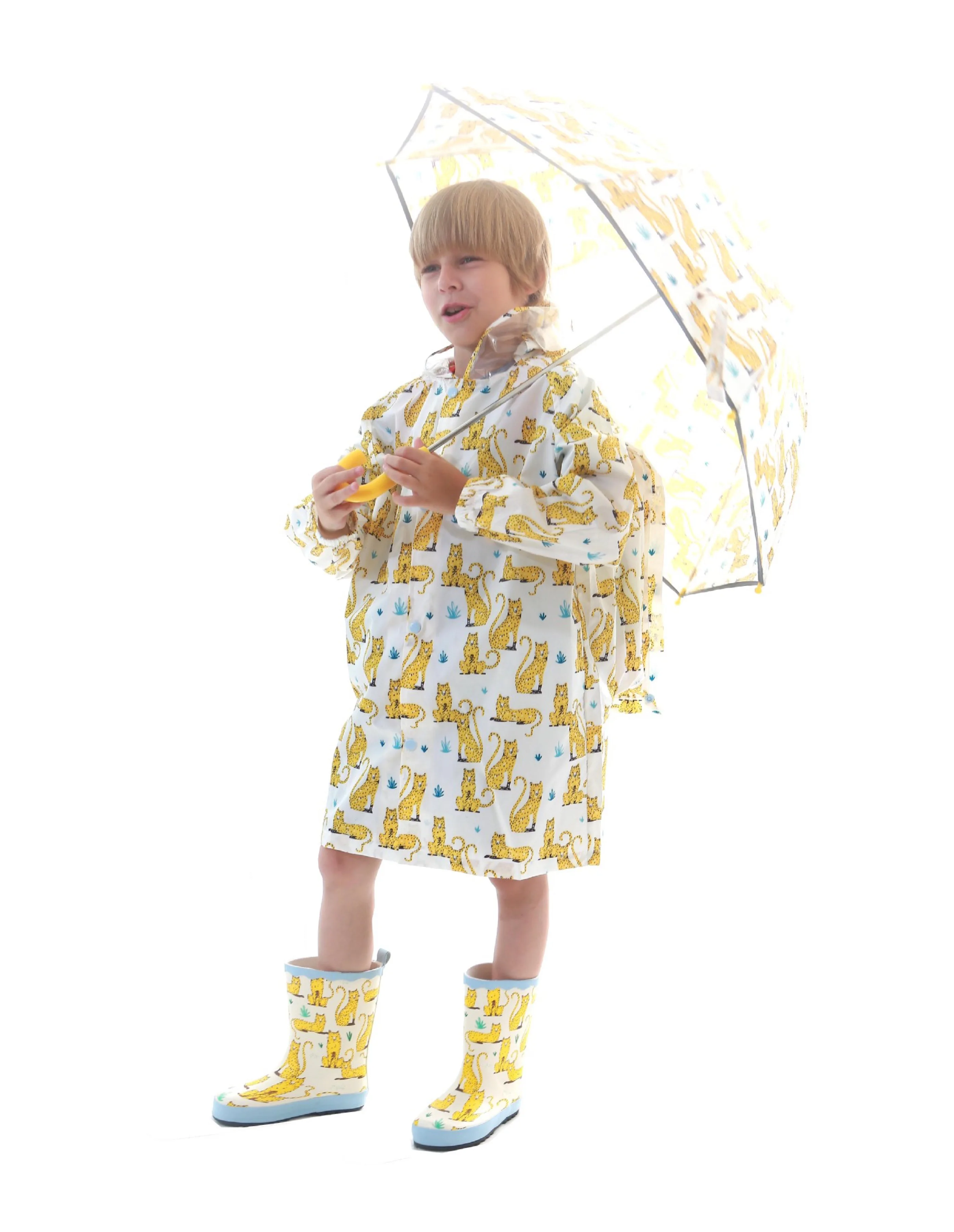 Students Whole Sets Raincoat Rain Boots And Umbrella For School High