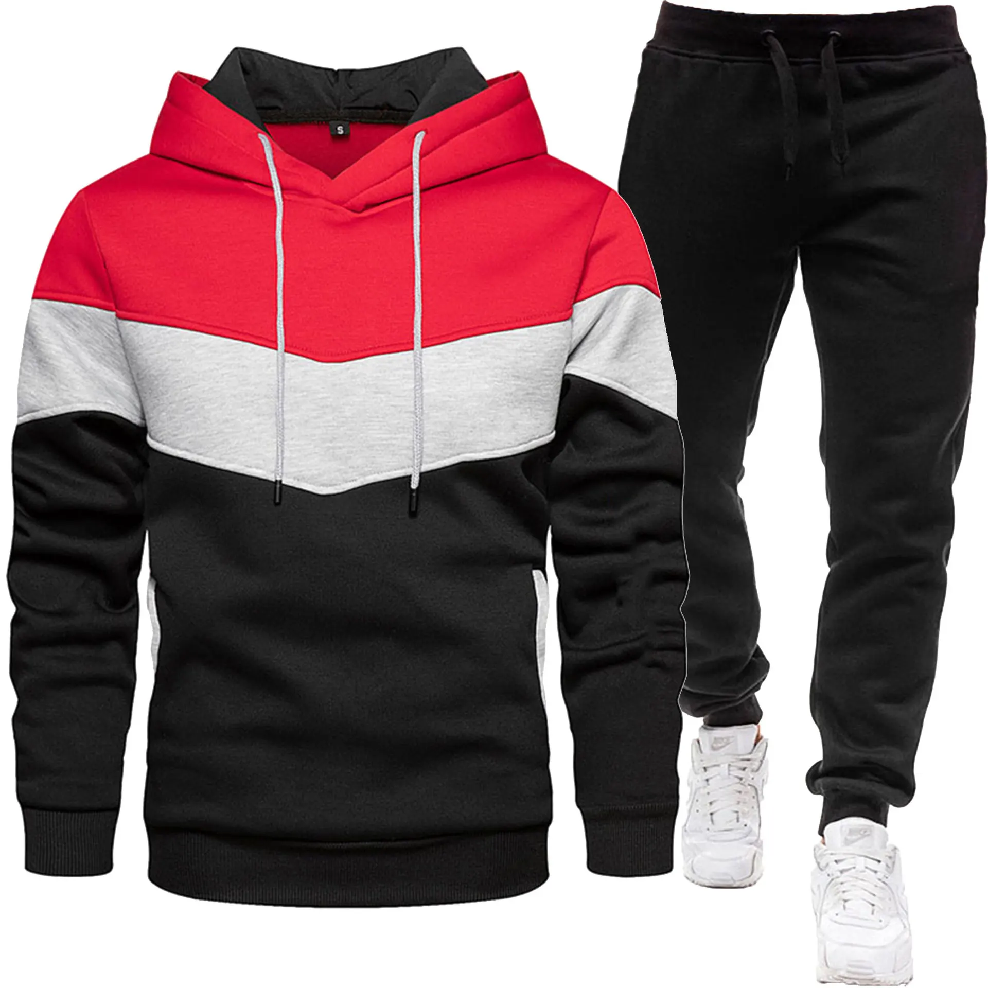 2024 new Casual Hooded Warm Sweatshirts Spring and Autumne 2PC Jacket+Pant Men Moleton Mascuo S-3XL_voghion.com