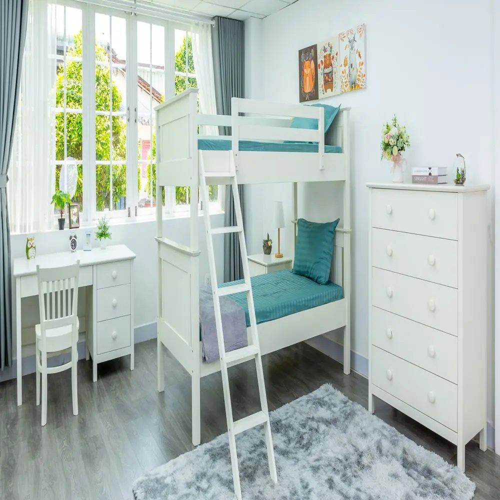 Best Quality Wooden Bunk Beds Best Price Aravinda Stackable White Bed