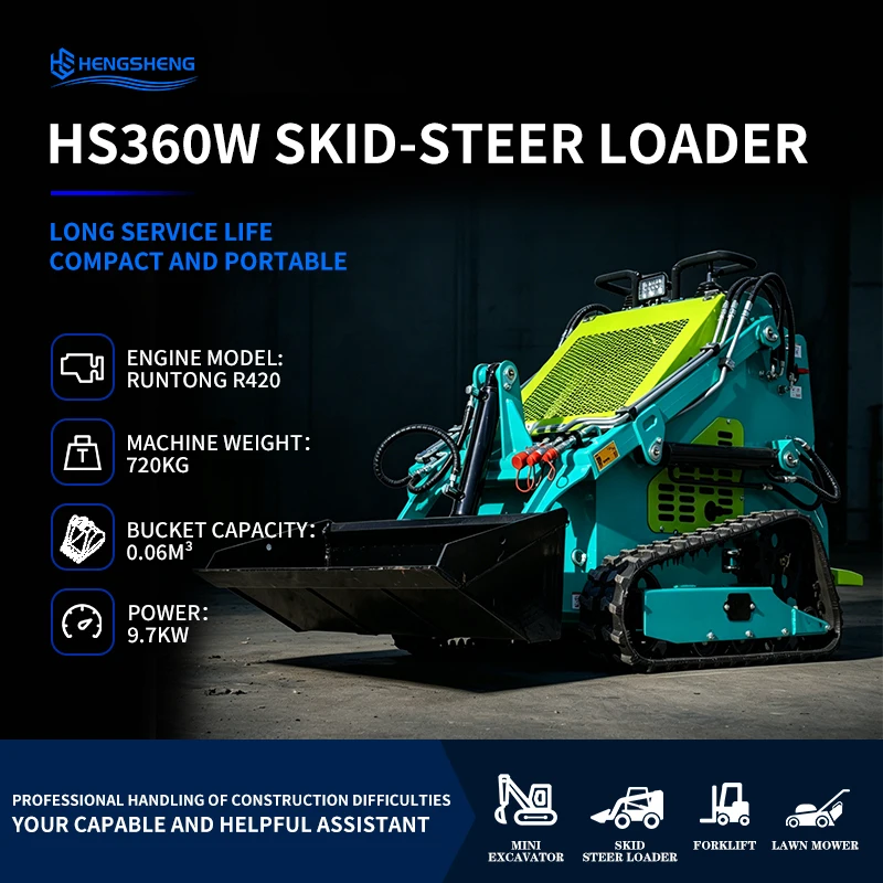 EU/EPA HS360W Crawler-type Skid Loader Youpu Diesel Engine Bucket Capacity0.06m³ Snow Removal One-year remote warranty Portable