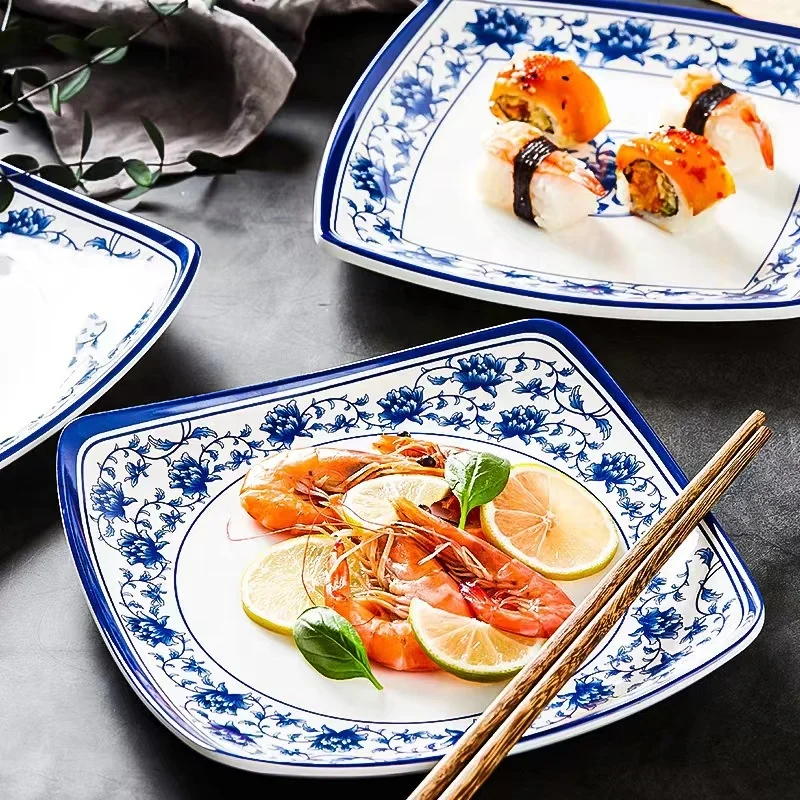 Eco-friendly Blue White Melamine Snack Plates Odm Available
