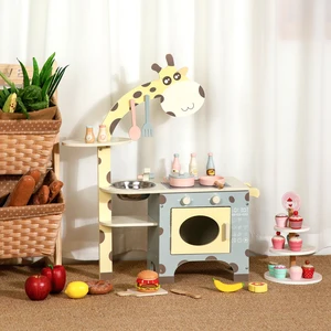 Giraffe-shaped Kitchen Play Set Puzzle Children's Toys Role-playing Simulation Cooking Food Assembled Animal Toys