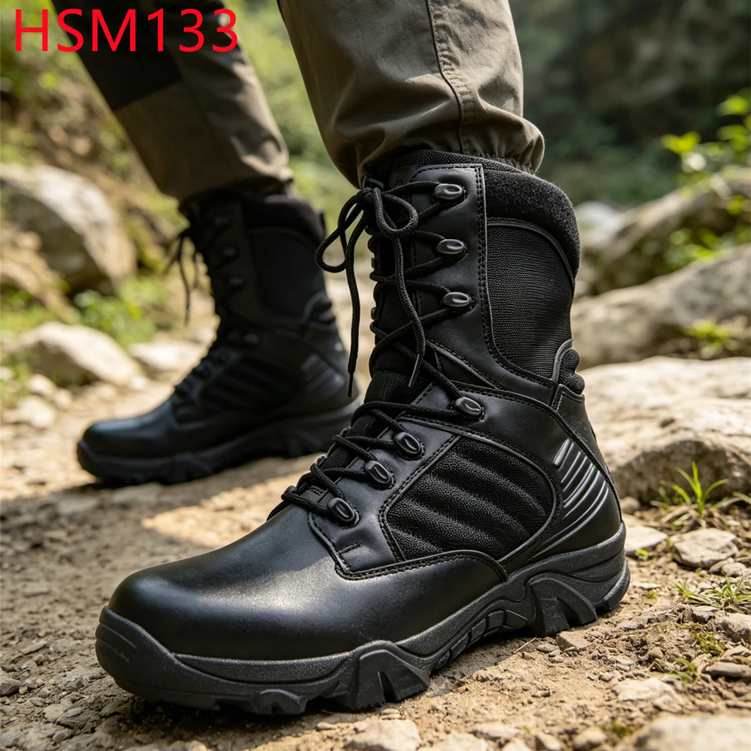 YYR, Chaussures tactiques pour hommes avec maintien de la cheville destinées à l’entraînement simulé, bottes robustes à semelle en caoutchouc pour environnements exigeants, bottes de combat HSM133