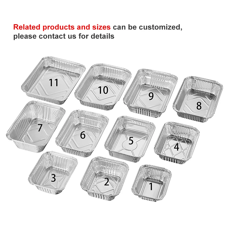 Rec14124i Custom 1Lb Food Container Disposable Baking Tray Takeaway Aluminum Foil Pan Container With Plastic Cardboard Lid