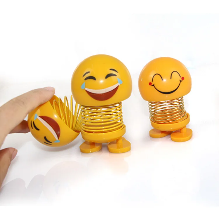 Custom Hot Selling plastic toys  smile face Spring Shaking Head Doll for car