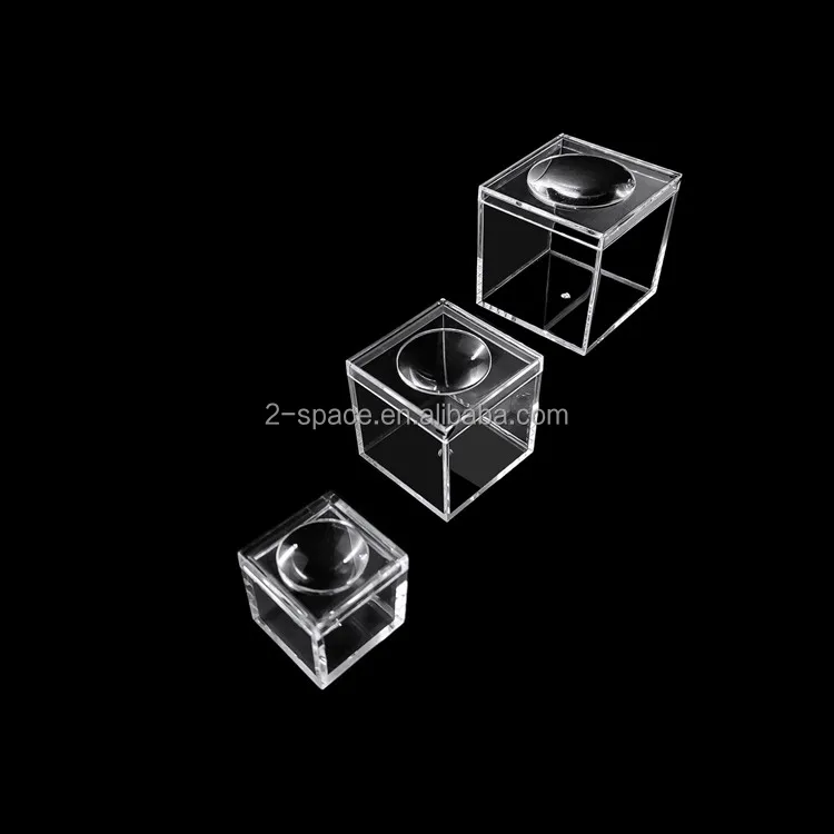 CLEAR PLASTIC DISPLAY BOX WITH MAGNIFYING LENS in LID