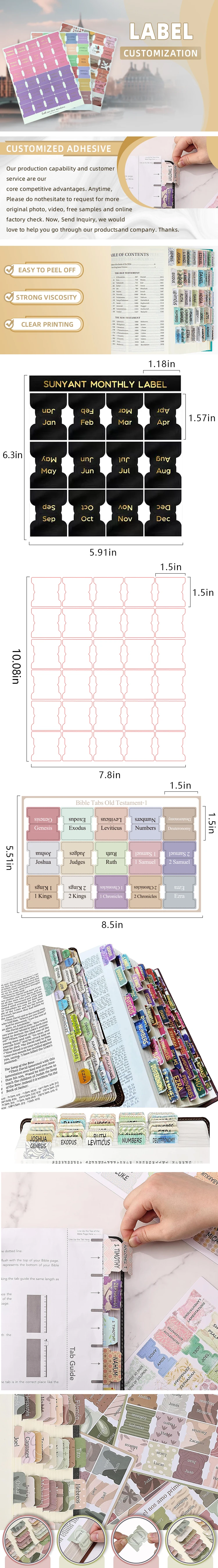 Bible Tabs  Popular Custom Bible Index Tags/ Bible Classification Stickers Waterproof Bookmark for Old Testment supplier