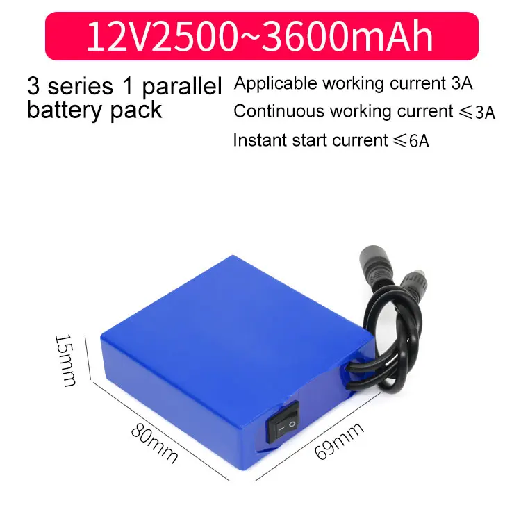 Sound System High Capacity 2500mAh 10Ah 20Ah Rechargeable 12v Lithium Ion Battery With Switch