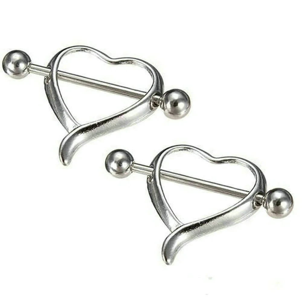 IrbingNii Stainless Steel Heart Nipple Rings Nipple Piercings for Women  Girls Body Piercing Jewelry 14G