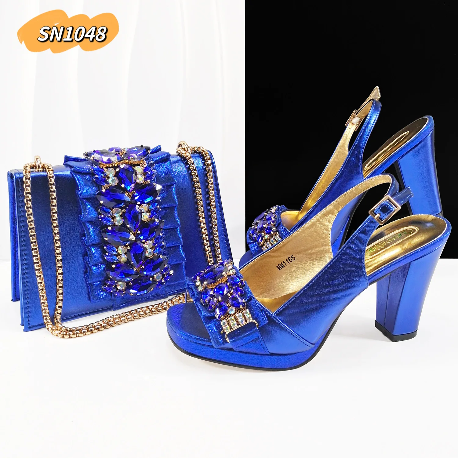 2025 Custom Luxury Ladies Shoes High Heel Women's Sandals African Women  Shoes With Handbag Black