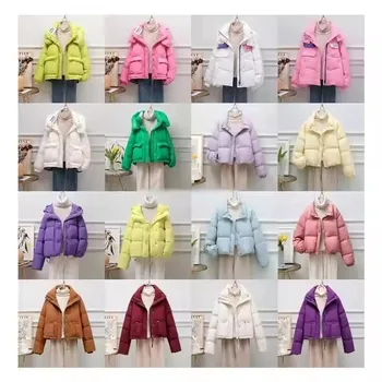 Women's Bubble Jacket Short Cap Removable Slim Fit Zipper Mid Length Down Jacket Jacket Women Fleece