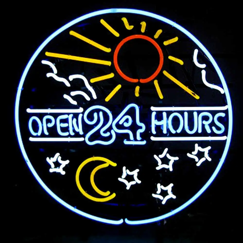 Open 24 hours neon sign custom glass tube letters open neon sign flex led neon light Lead free Rohs oem china factory