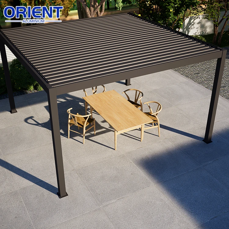 Patio Motorized Louvered Bioclimatic Pergola Gazebo Outdoor Aluminum Pergola with Louvered Roof