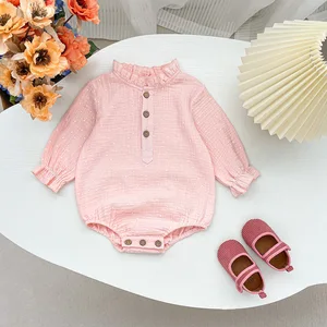 Muslin Baby Clothes Girl Infant Long Sleeve Lace Romper 100% Cotton New Born Cute Triangle Toddler Rompers