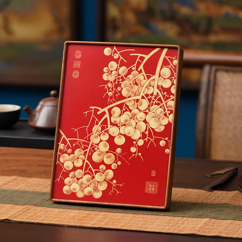 Brass Solid Wood Rectangle Chinese Style Environment-Friendly Tabletop Decoration Flowers Plants Design New Home Living Room