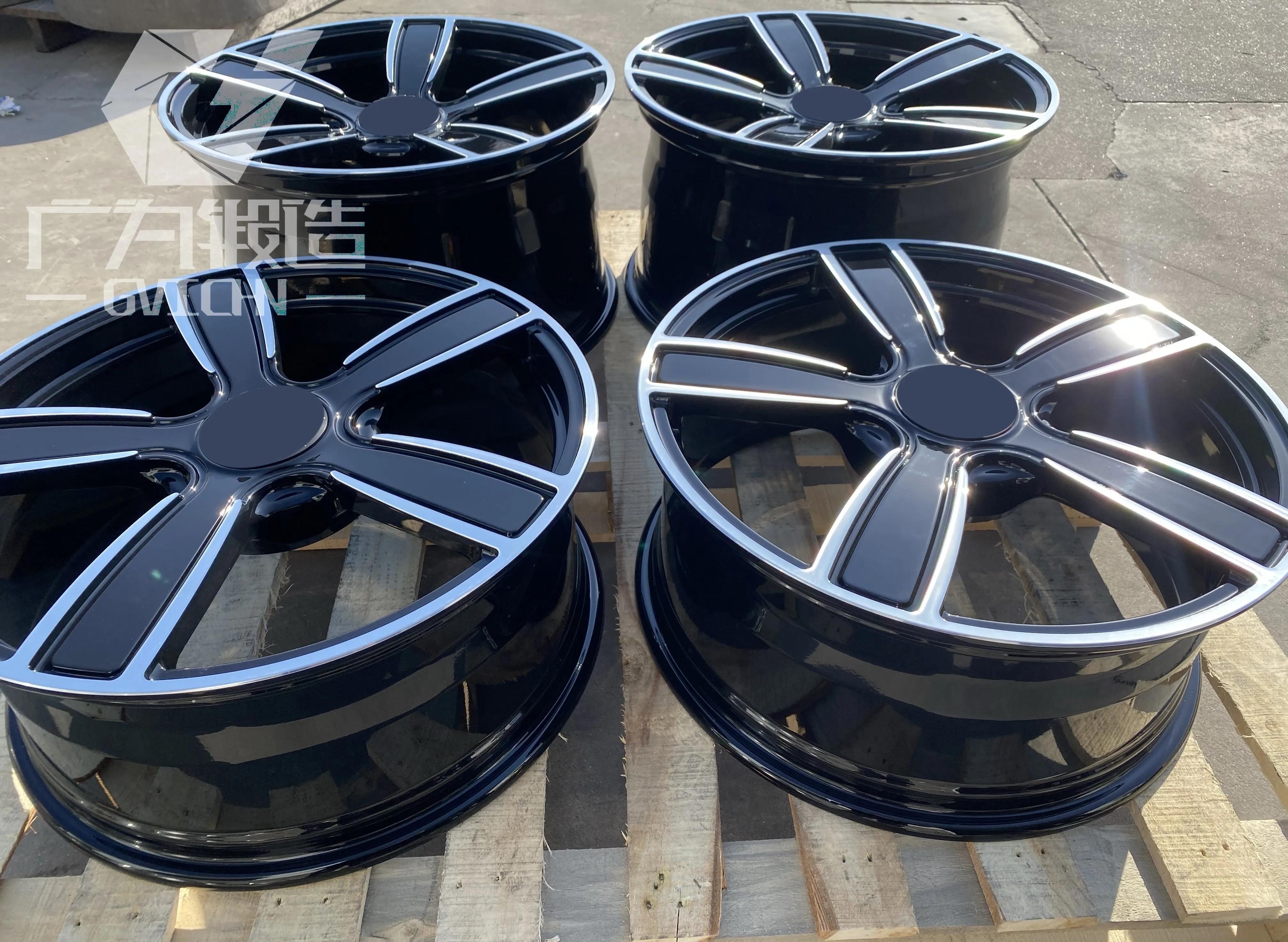 GVICHN gloss black with machine lip aluminum alloy forged wheel 17 18 19 20 21 22 inch high quality rims 5x112 5x114.3 5x120