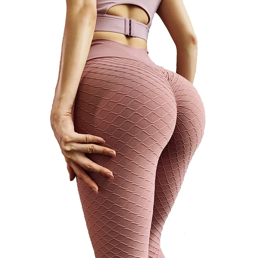 Women's High Waist Yoga Pants Ruched Butt Lifting Jacquard Leggings