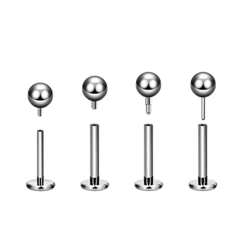 Wholesale ASTM F136 G23 Titanium Internally Threaded Labret Stud Ear Cartilage Tragus Helix Lobe Body Piercing Jewelry for Women