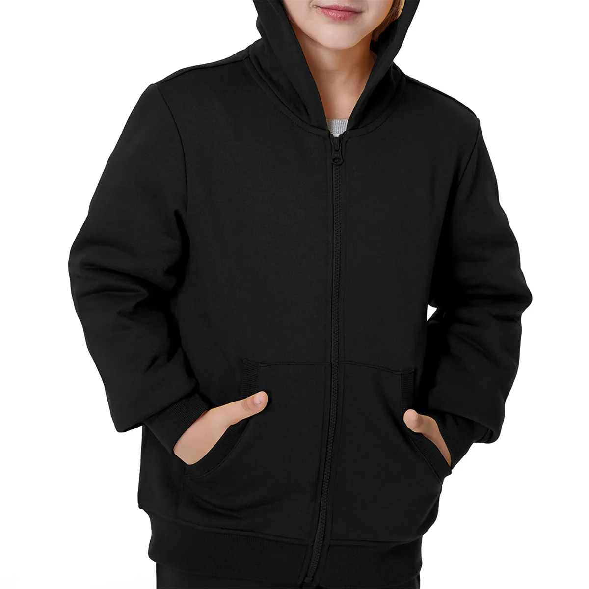 Wholesale Fleece Terry High Quality Plain Boys Hoodie Kids Zip up
