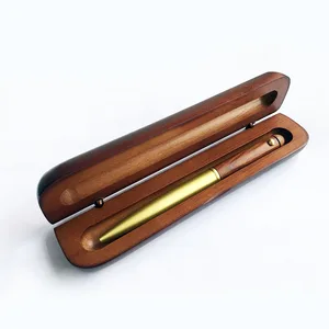 Factory Wood Pen With Custom Logo Ball Point Brass Wooden Pen Dark Brown Wood Case