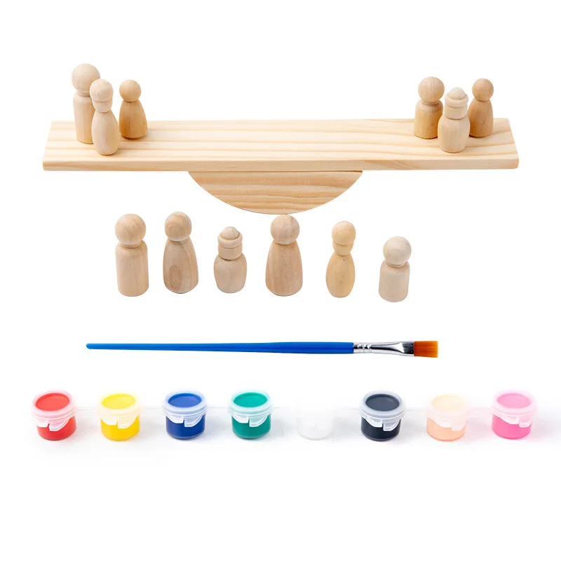 Wooden Peg Doll Baby Balance Training Diy Balance Scale Toy Buy